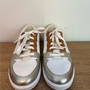 Cole Haan White and Silver Sneakers with Tan Accents (Worn Once)